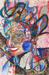 "Amelia #3" 24 in. X 36 in. Mixed media on canvas and paper 2014