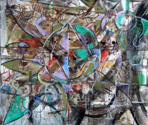 "Balance" 60 in. X 72 in. Mixed media on canvas and paper 2008. Sold to a private collector.