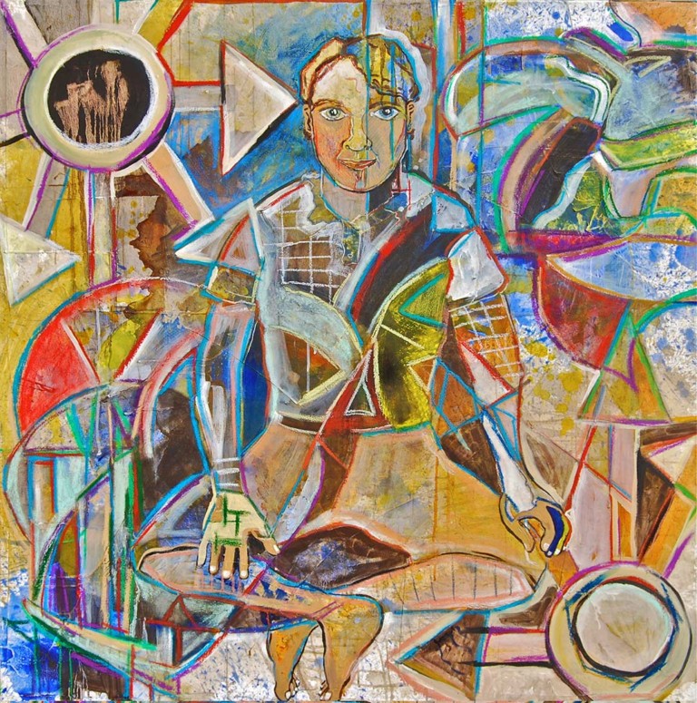 "Self Portrait" 48 in. X 48 in. Mixed media collage on canvas 2012