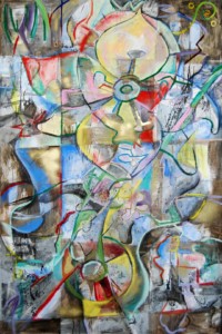 "Southern Spring" 48 in. X 72 in. Mixed media collage on canvas 2008. Sold to a private client.