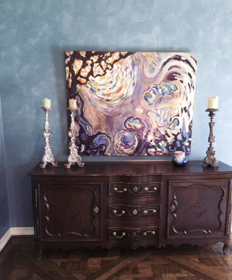 "Under the Angel Oak" painting hanging in the home of the client that commissioned the artwork.