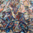 "Contrasting Tides" mixed media painting 55" w x 44.5" h created in 2023 live at Venus Fest at Celestial Beerworks in Dallas, Tx